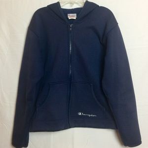CHAMPION HOODED ZIP UP JACKET w/POCKETS | Blue | M
